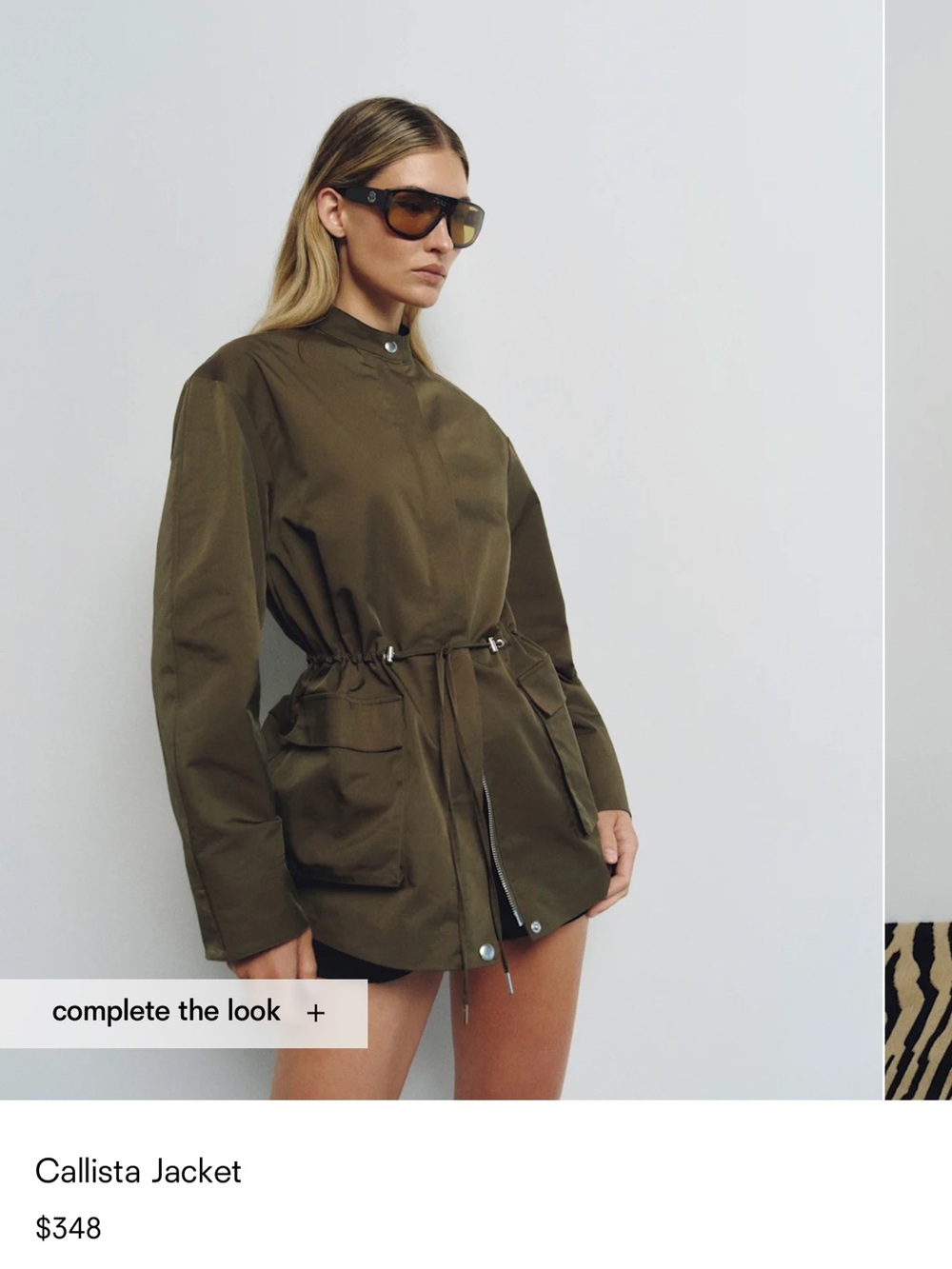 Reformation Callista Jacket in Olive Green